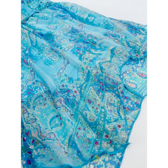 Jordache Babydoll Halter Top Large Festival Paisley Boho Y2K Fairy Forest Mesh - Picture 9 of 10